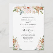 開花自然とセージ緑エレガントなウェディングエキサイト 招待状 (正面)