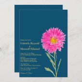 開花自然ピンクアスター結婚フローラ 招待状 (正面/裏面)