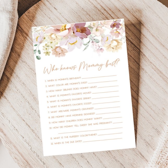 開花花模様のベビーMommy Gameを知っ最高のた (Spring Wildflower Baby Shower Who knows Mommy Best Game )
