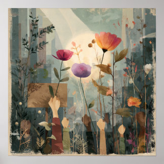 開花蜂起 – Solarpunk Poster ポスター