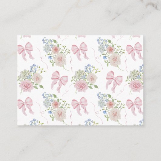 開花表示シャワーピンク弓ベビーシャワーベビー エンクロージャーカード (裏面)