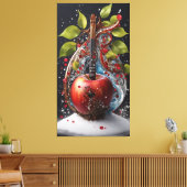 開花調和：クリスタルフラワーアップルハート キャンバスプリント (インサイチュ (リビング))