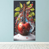 開花調和：クリスタルフラワーアップルハート キャンバスプリント (インサイチュ (ウッドフロア))