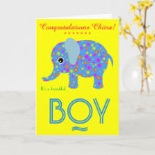 開花象のお祝いの新生児 カード (黄色い花)