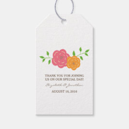 開花赤オレンジ色のフローラギフトラベル ギフトタグ