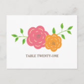 開花赤オレンジ色のフローラテーブル番号はがき ポストカード (正面)