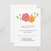 開花赤オレンジ色のフローラ応答カード 出欠カード (正面/裏面)