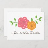 開花赤オレンジ色のフローラ日付はがきを保存 案内ポストカード (正面/裏面)