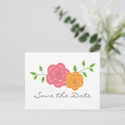 開花赤オレンジ色のフローラ日付はがきを保存 案内ポストカード (スタンド正面)