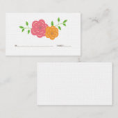 開花赤オレンジ色フローラ座席表 プレイスカード (正面/裏面)