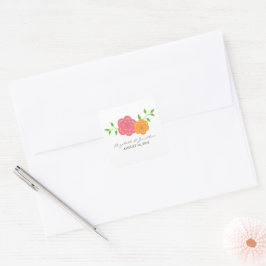 開花赤オレンジ色フローラ結婚式用シール スクエアシール
