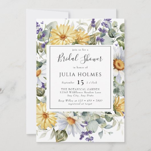 開花野草 | Meadowフローラ |ブライダルシャワーI 招待状 (正面)