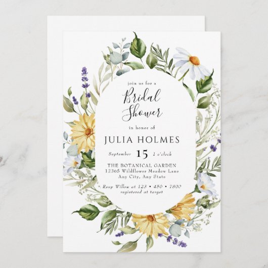 開花野草 | Meadowフローラ |ブライダルシャワーI 招待状 (正面/裏面)