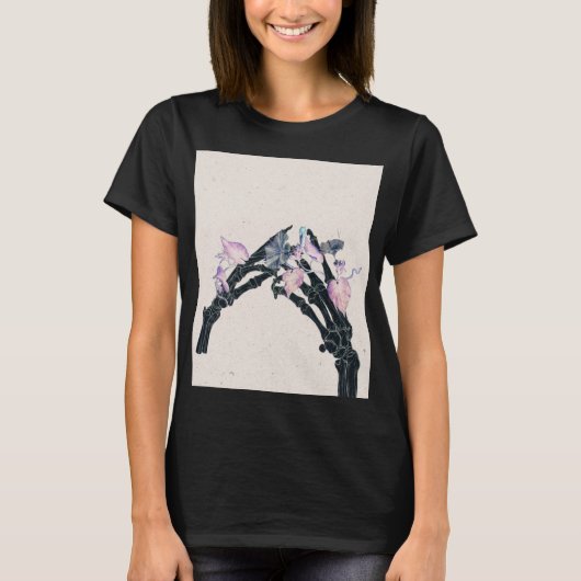 開花骨#3 - 2本の手が触れる Tシャツ (正面)