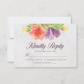 開花鮮やか大理石の親切な返信 出欠カード (正面)