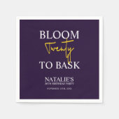 開花20バスクIバイオレット大人の誕生日パーティー スタンダードカクテルナプキン (正面)