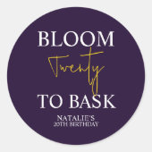 開花20バスクIバイオレット大人の誕生日パーティー ラウンドシール (正面)