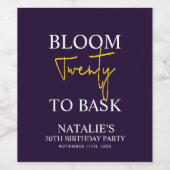 開花20バスクIバイオレット大人の誕生日パーティー ワインラベル (シングルラベル)