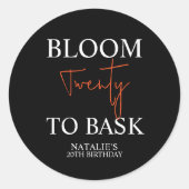 開花20バスクI黒人成人誕生日パーティー ラウンドシール (正面)