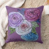 開花4バラ(紫) クッション (ブランケット)