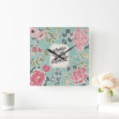 開花|に育ちます優美と住んで下さい スクエア壁時計 (ホーム)