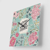 開花|に育ちます優美と住んで下さい スクエア壁時計 (傾斜)