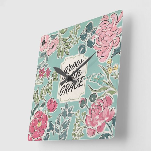 開花|に育ちます優美と住んで下さい スクエア壁時計 (傾斜)