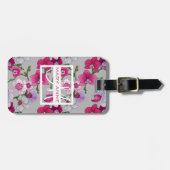開花|のモノグラムのピンクの蘭 ラゲッジタグ (正面横)