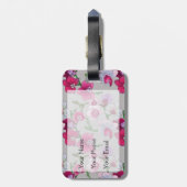 開花|のモノグラムのピンクの蘭 ラゲッジタグ (裏面縦)