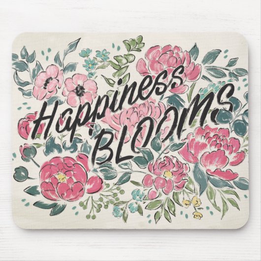開花|の幸福の開花に住んで下さい マウスパッド (正面)
