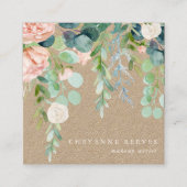 開花|の素朴な水彩画の花柄 スクエア名刺 (正面)