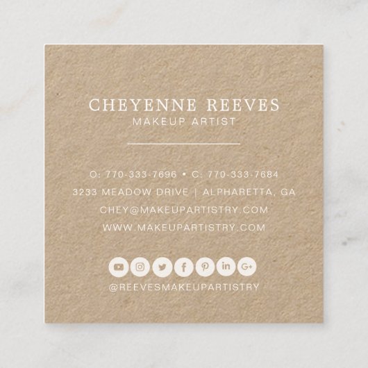 開花|の素朴な水彩画の花柄 スクエア名刺 (裏面)