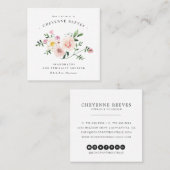 開花|の赤面のヴィンテージの花柄のロゴ スクエア名刺 (正面/裏面)