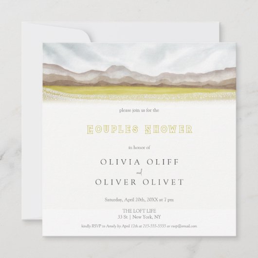 開花・カップル・シャワーの草原 招待状 (正面)