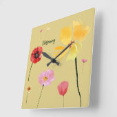 開花 スクエア壁時計 (傾斜)