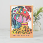 「開花」スピリットフラットカードの女性 サンキューカード (スタンド正面)