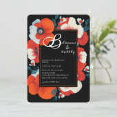 開花&バブリーブライトレッドフローラブライダルシャワー 招待状 (スタンド正面)