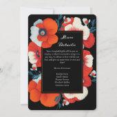開花&バブリーブライトレッドフローラブライダルシャワー 招待状 (裏面)