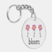 開花（ピンク色の花） キーホルダー (正面左)