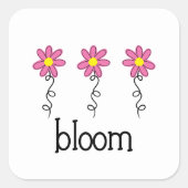 開花(ピンク色の花) スクエアシール (正面)