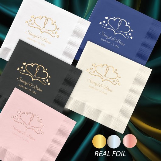 開花、名前をカスタムする、日付のハート結婚 箔ナプキン