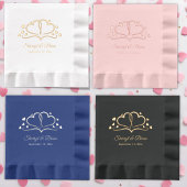 開花、名前をカスタムする、日付のハート結婚 箔ナプキン