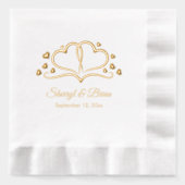 開花、名前をカスタムする、日付のハート結婚 箔ナプキン (正面)