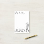 開花!白黒フローライラストレーション ポストイット (デスク上)