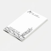 開花!白黒フローライラストレーション ポストイット (アングル)