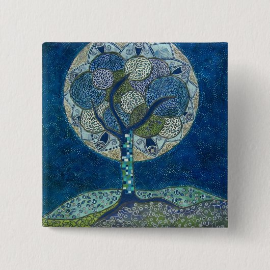 開花(絵画)ボタンの月 缶バッジ (正面)