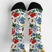 開花 | 花カラフル柄クルーソックス ソックス (上部)