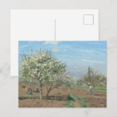 開花、Pissarro著Louveciennesフランスの果樹園 ポストカード (正面/裏面)