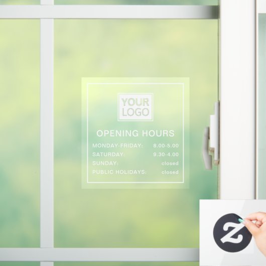 開館時間は白と透明のロゴを追加 ウィンドウサイン (ホーム)