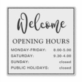 開館時間は黒く透明 シール (正面)